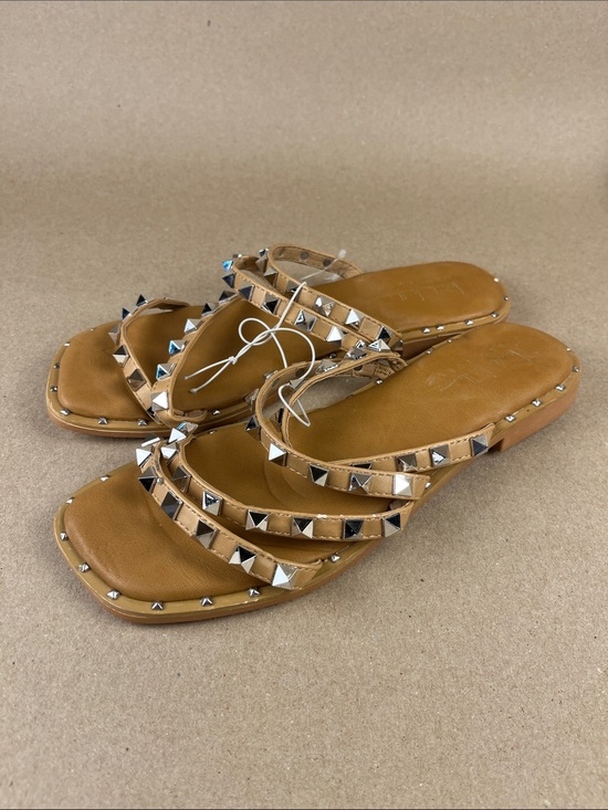 Nicole Miller Shoes - NWOT Nicole Miller Studded Tan Strappy Slide Sandals Women size 7.5